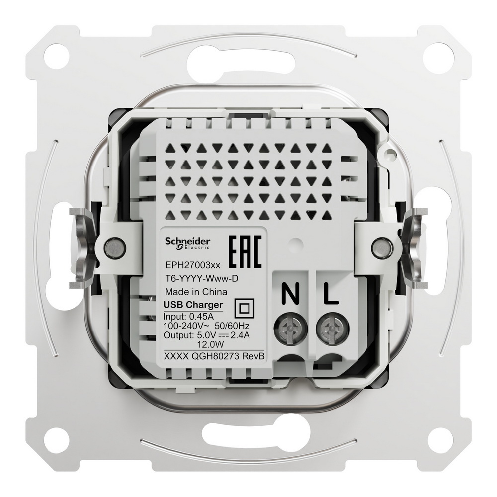 Розетка Schneider Asfora антрацит USB 2-а type A+C, 2.4A ( EPH2700371 )